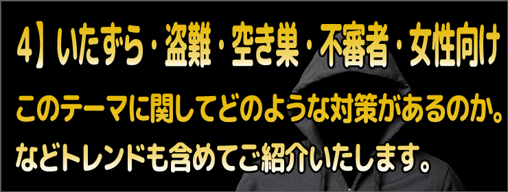 いたずら・盗難・空き巣・不審者・１人暮らし女性様向けテーマ